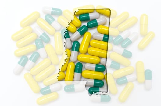 Outlined mississippi with transparent background of capsules