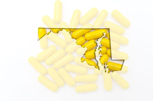 Outlined Illionis maryland with transparent background of capsules