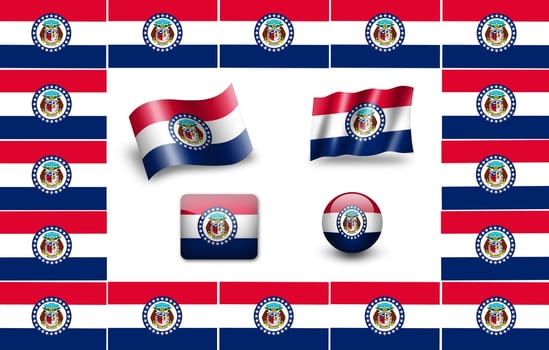 Flag of Missouri. icon set. flags frame
