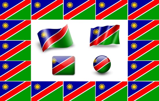 Flag of Namibia. icon set. flags frame