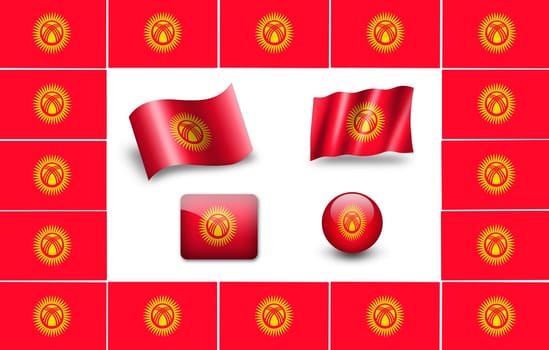 Kirghiz flag.  icon set. flags frame.