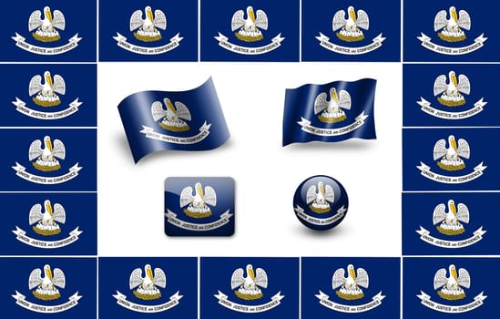 Flag of Louisiana (USA). icon set. flags frame.