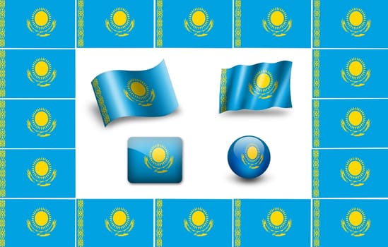 Kazakhstan Flag.  icon set. flags frame.