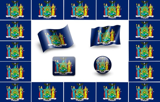 Flag of New York. icon set. flags frame