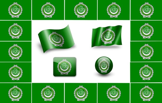 League of Arab States. icon set. flags frame
