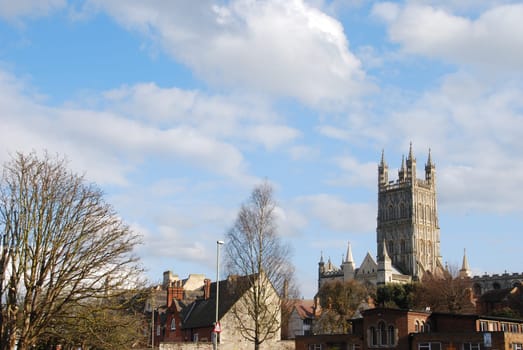 beautiful cityscape to the famous Gloucester Cathedral, England (United Kingdom)