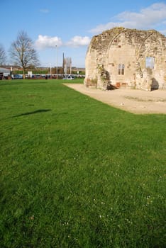 beautiful St Oswald&#039 s Priory church ruins in Gloucester, England (UK)