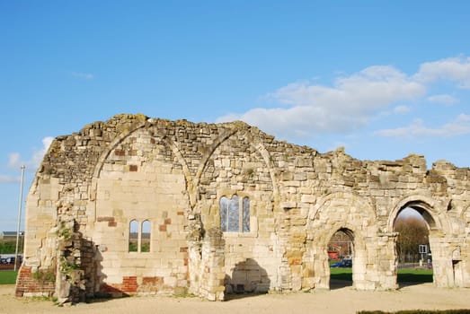 beautiful St Oswald&#039 s Priory church ruins in Gloucester, England (UK)