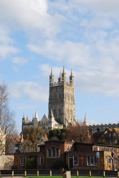 beautiful cityscape to the famous Gloucester Cathedral, England (United Kingdom)