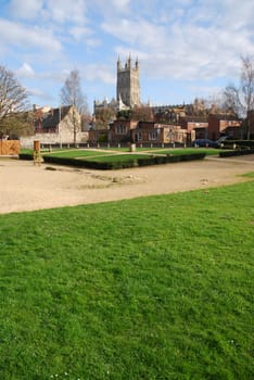 cityscape view to the famous Gloucester Cathedral, England (United Kingdom)