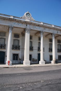 beautiful view to Military museum in Lisbon, Portugal (blue sky background)