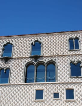 House of diamond-shaped spikes or Casa dos Bicos in the Alfama district in Lisbon, Portugal