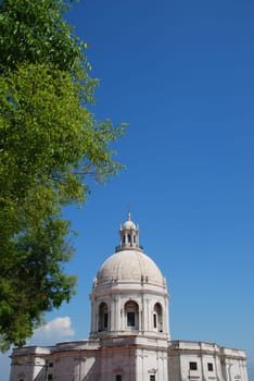famous Pantheon or Santa Engracia church in Lisbon, Portugal (blue sky background)