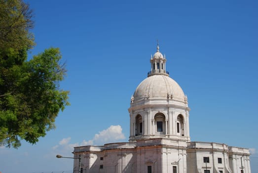 famous Pantheon or Santa Engracia church in Lisbon, Portugal (blue sky background)