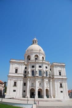 famous Pantheon or Santa Engracia church in Lisbon, Portugal (blue sky background)