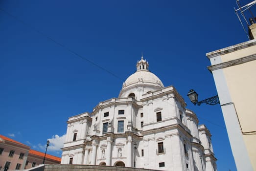 famous Pantheon or Santa Engracia church in Lisbon, Portugal (blue sky background)