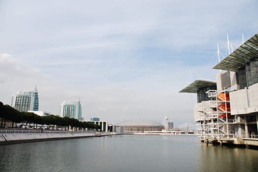 LISBON - MARCH 22: modern Oceanarium building in Nations Park at Lisbon, Portugal on March 22, 2010 - Lisbon, Portugal
