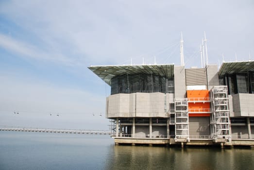LISBON - MARCH 22: modern Oceanarium building in Nations Park at Lisbon, Portugal on March 22, 2010 - Lisbon, Portugal