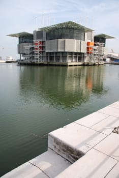 LISBON - MARCH 22: modern Oceanarium building in Nations Park at Lisbon, Portugal on March 22, 2010 - Lisbon, Portugal