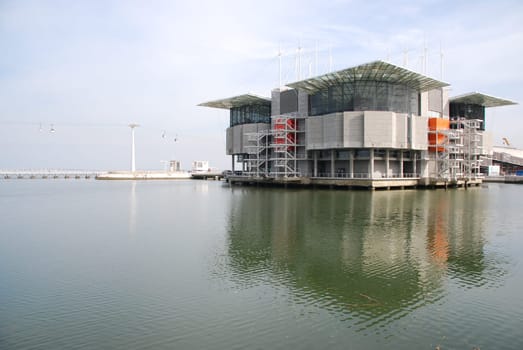 LISBON - MARCH 22: modern Oceanarium building in Nations Park at Lisbon, Portugal on March 22, 2010 - Lisbon, Portugal