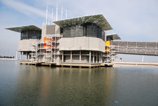 LISBON - MARCH 22: modern Oceanarium building in Nations Park at Lisbon, Portugal on March 22, 2010 - Lisbon, Portugal