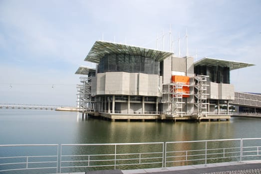LISBON - MARCH 22: modern Oceanarium building in Nations Park at Lisbon, Portugal on March 22, 2010 - Lisbon, Portugal