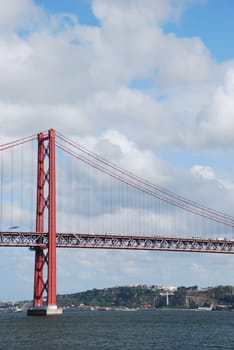 view of old Salazar bridge in Lisbon, Portugal