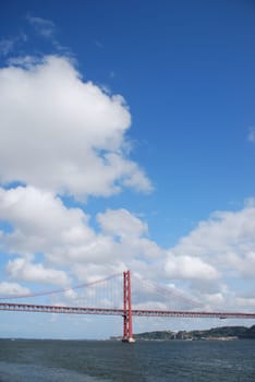view of old Salazar bridge in Lisbon, Portugal