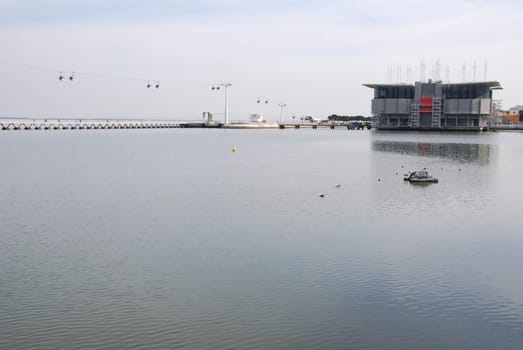 LISBON - MARCH 22: modern Oceanarium building in Nations Park at Lisbon, Portugal on March 22, 2010 - Lisbon, Portugal
