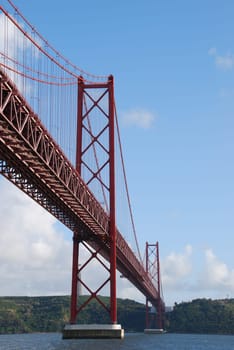 view of old Salazar bridge in Lisbon, Portugal