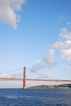 view of old Salazar bridge in Lisbon, Portugal