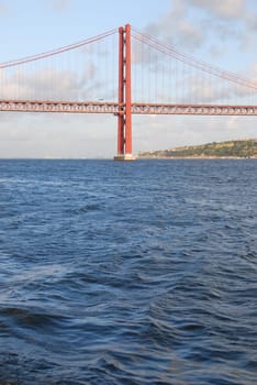 view of old Salazar bridge in Lisbon, Portugal