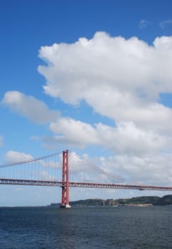 view of old Salazar bridge in Lisbon, Portugal