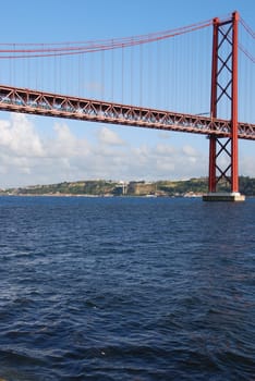 view of old Salazar bridge in Lisbon, Portugal