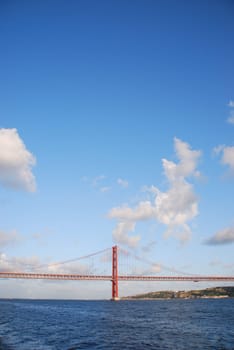 view of old Salazar bridge in Lisbon, Portugal