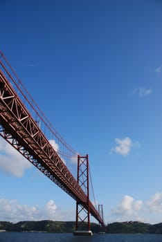 view of old Salazar bridge in Lisbon, Portugal