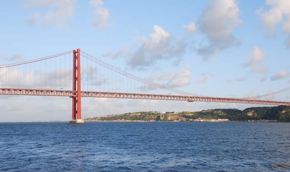 view of old Salazar bridge in Lisbon, Portugal
