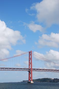 view of old Salazar bridge in Lisbon, Portugal