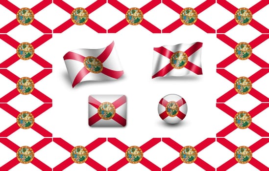 flag of Florida. USA. icon set