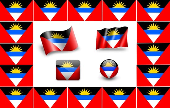 flag of Antigua and Barbuda. icon set.