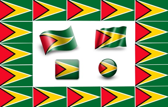 flag of Guyana. icon set