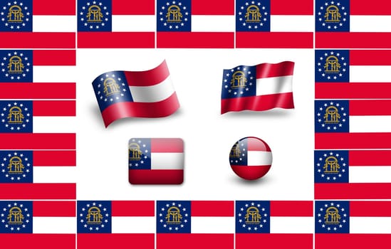 State of Georgia flag. icon set.