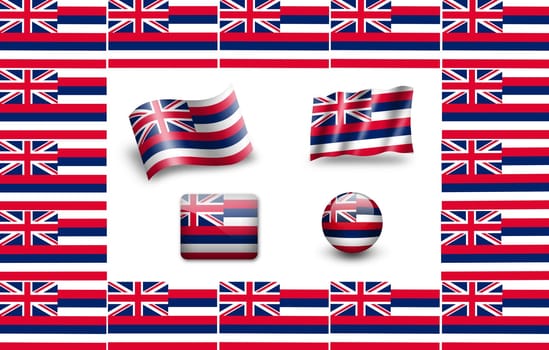 flag of Hawaii,USA. icon set