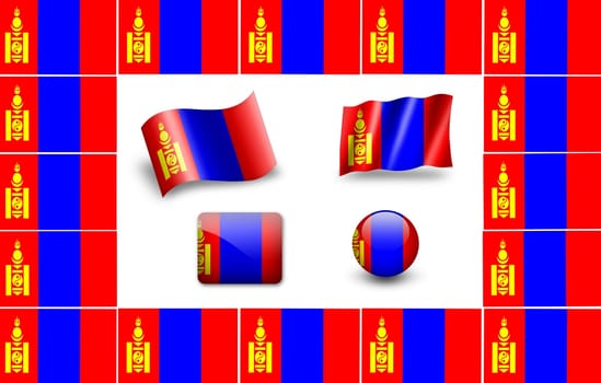flag of Mangolia. icon set