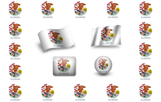 flag of Illinois. icon set