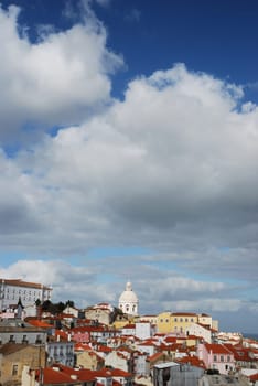 beautiful cityscape view of Phanteon or Santa Engracia church in Lisbon, Portugal