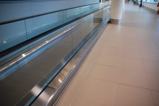 moving escalator in a international airport
