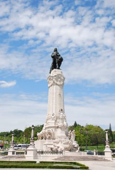 famous Marques do Pombal statue and square in Lisbon, Portugal