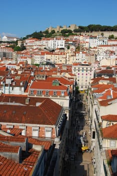 beautiful cityscape of Lisbon with Sao Jorge Castle, Portugal