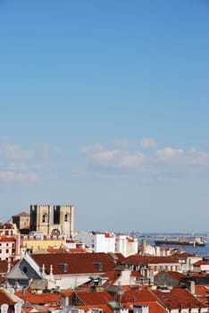 beautiful cityscape of Lisbon with Sé Cathedral, Portugal